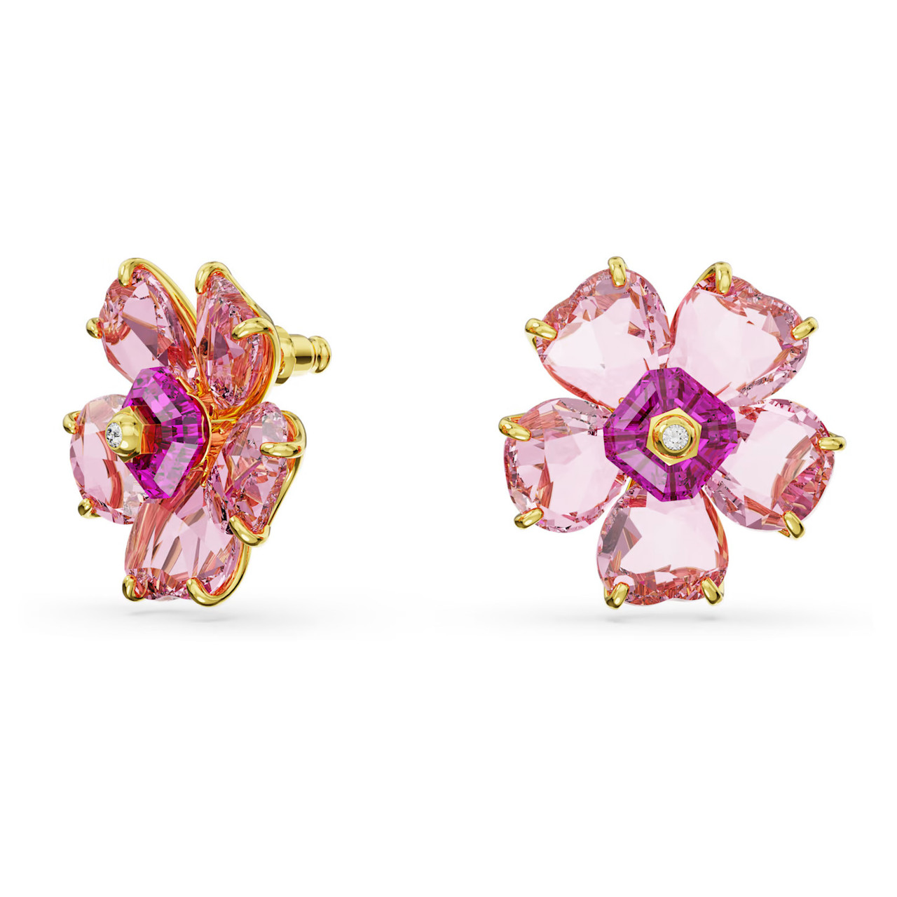 Idyllia Stud Earrings, Flower, Pink, Gold-Tone Plated 5650563
