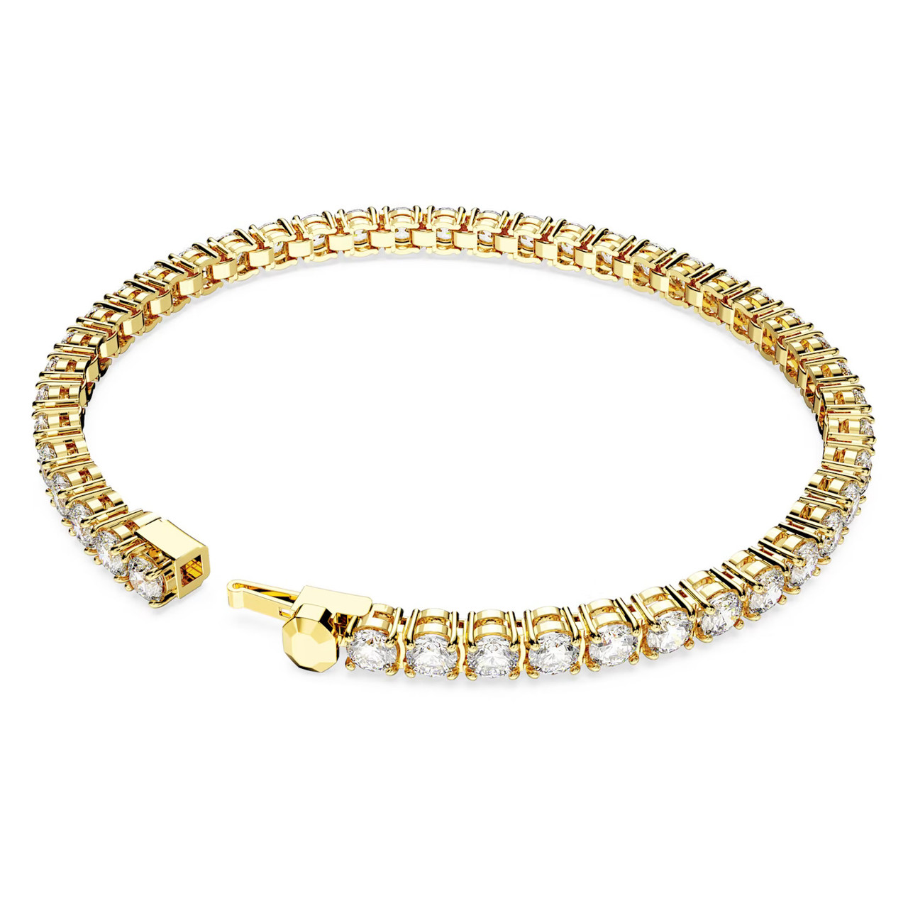 ブレスレット SWAROVSKI Matrix Tennis Gold Tone Bracelet M 5657664 Matrix Tennis Bracelet, Round Cut, Small, White, Gold-Tone