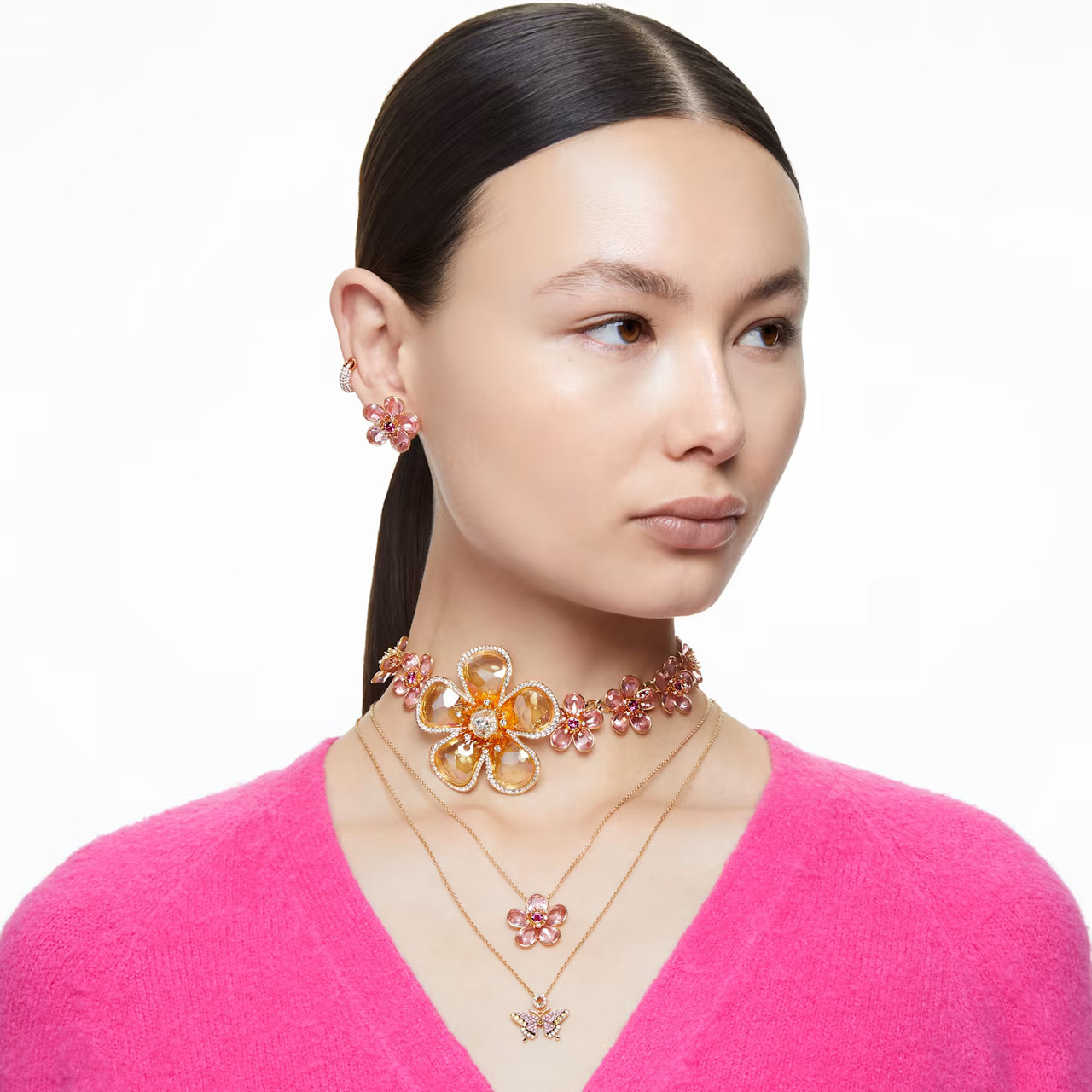 ★SWAROVSKI★ Idyllia Pink Gold Tone Necklace 5657875 Idyllia Pendant, Flower, Small, Pink, Gold-Tone Plated