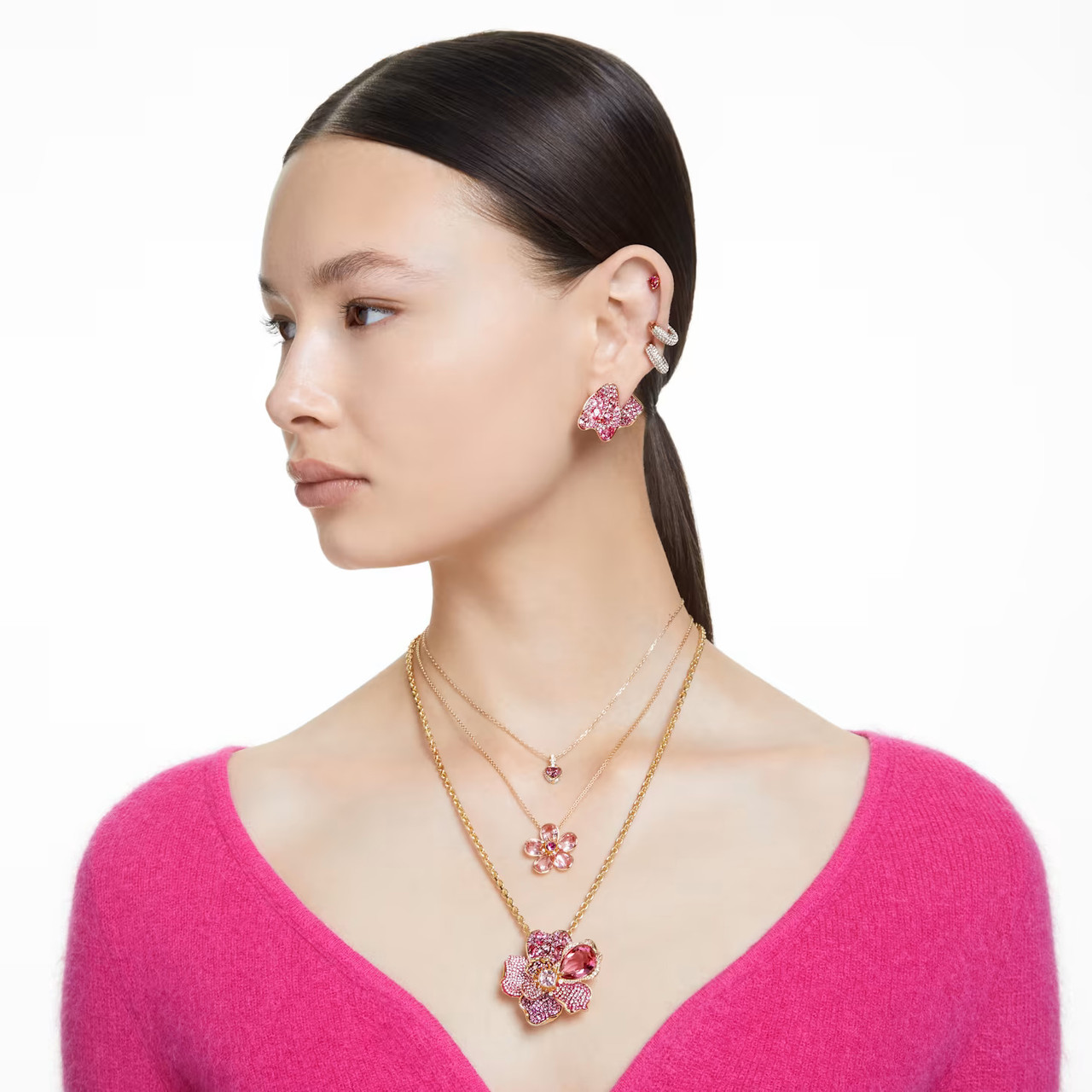 ★SWAROVSKI★ Idyllia Pink Gold Tone Necklace 5657875 Idyllia Pendant, Flower, Small, Pink, Gold-Tone Plated