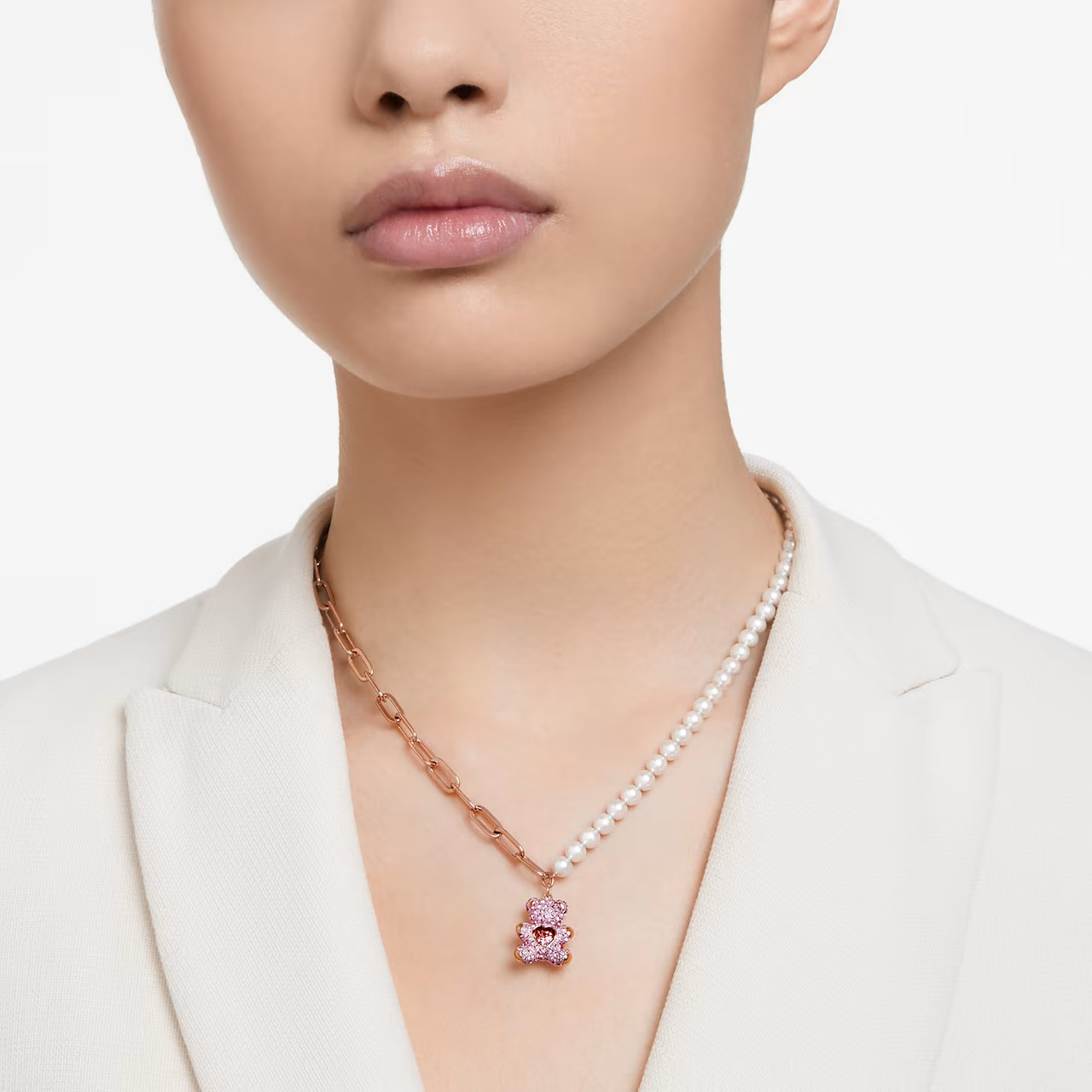 Swarovski pink heart necklace - Folksy