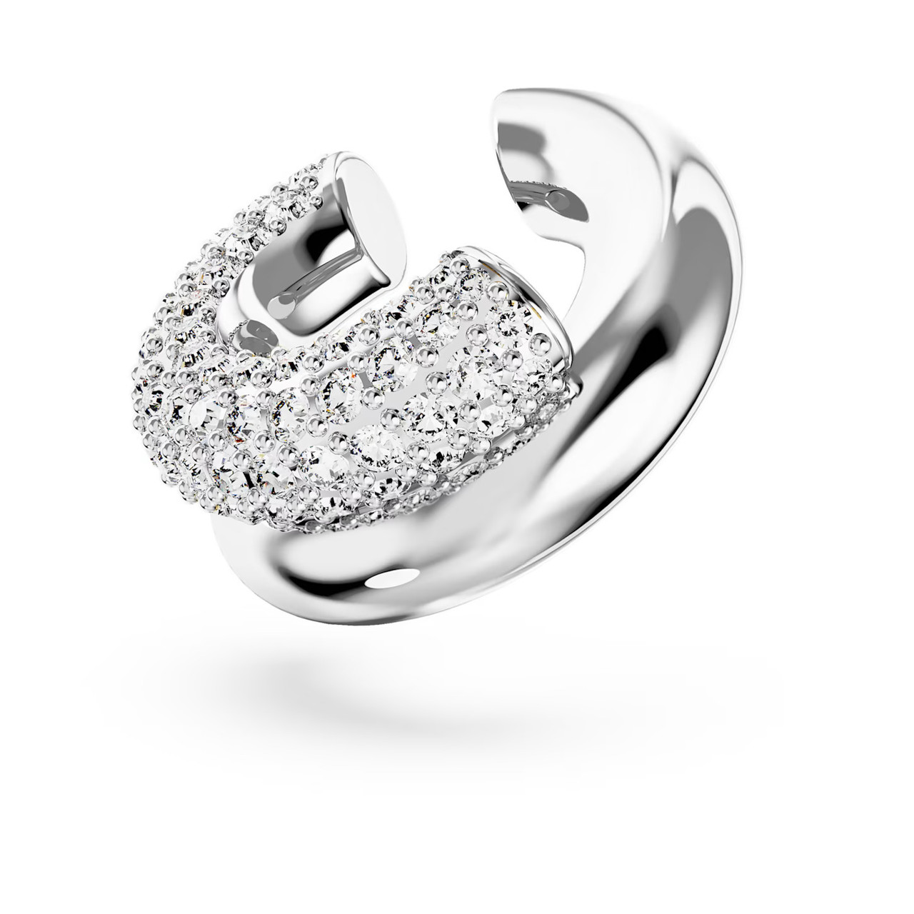 Dextera Ear Cuff, White, Rhodium Plated 5676536 | Swarovski