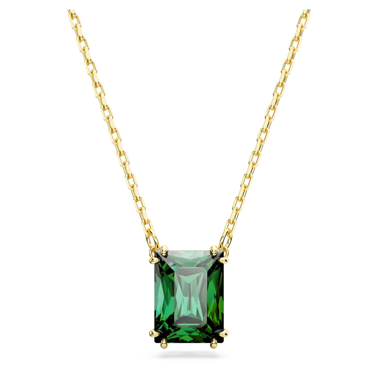 ★SWAROVSKI★ Stilla Green Gold Tone Necklace 5677141 Stilla Pendant Rectangular Cut, Green, Gold-Tone Plated