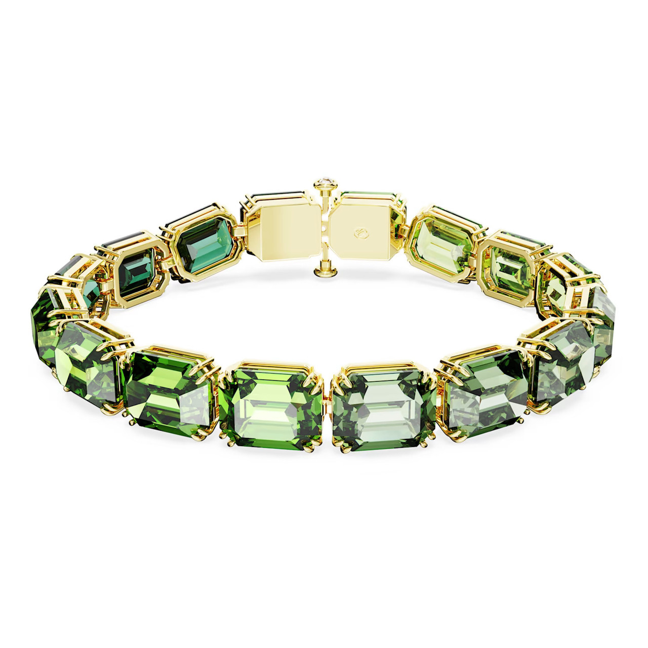 Millenia Bracelet, Octagon Cut, Color Gradient, Green, Gold-Tone