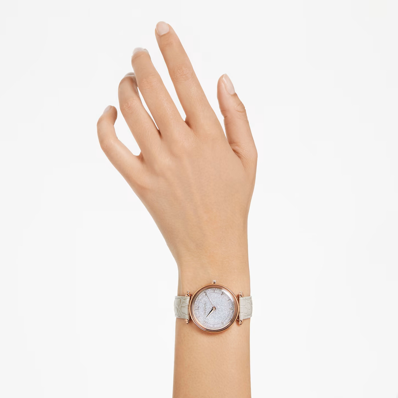 Crystalline Wonder Watch, Swiss Made, Leather Strap, Beige, Rose Gold ...
