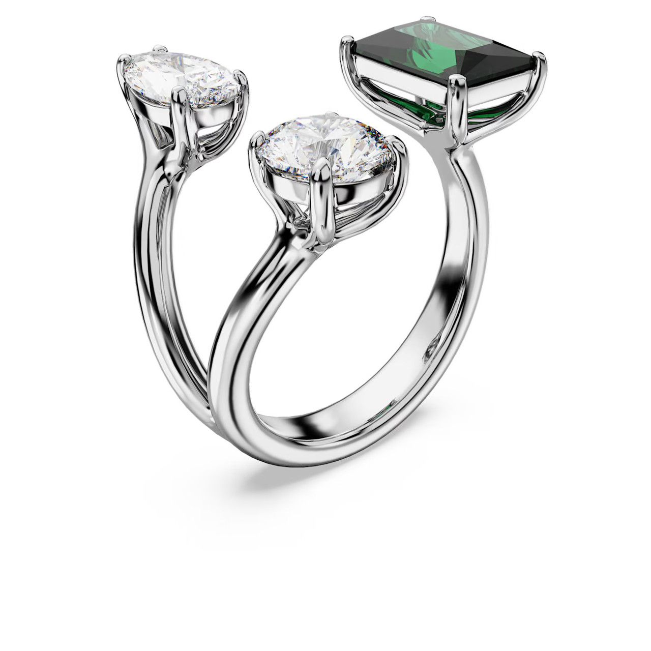 Mesmera Open Ring, Mixed Cuts, Green, Silver-Tone Finish 5676972 (Size  55/M/7) | Swarovski