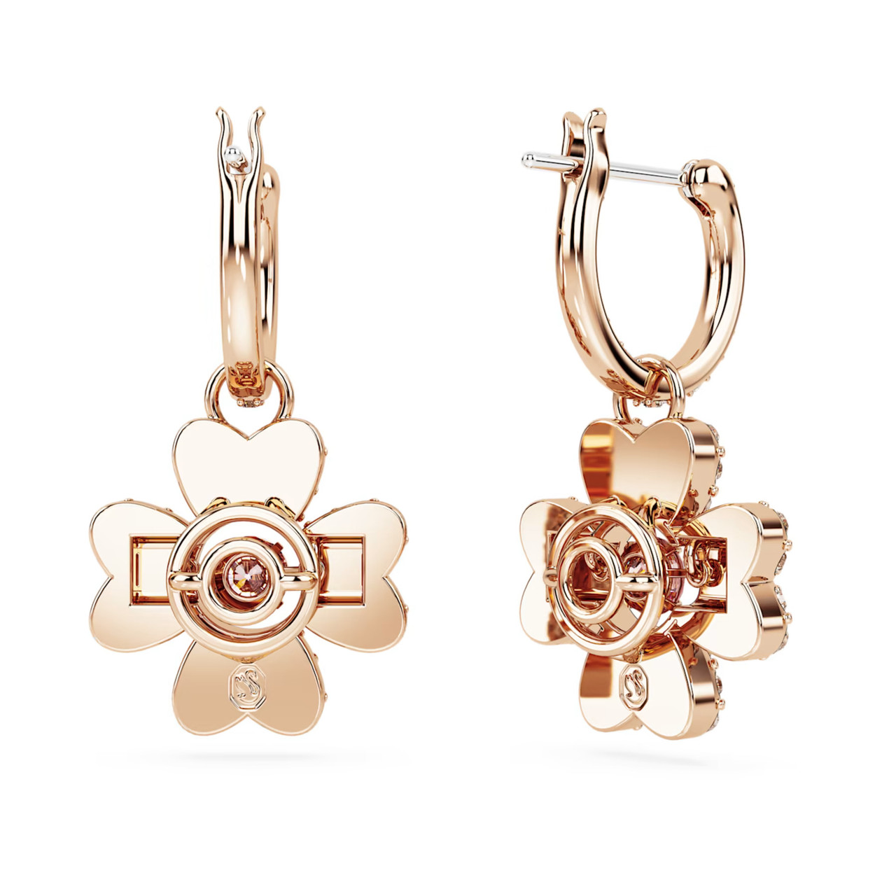 Idyllia Drop Earrings, Clover, White, Rose Gold-Tone Plated Idyllia Drop Earrings, Clover, White, Rose Gold-Tone Plated