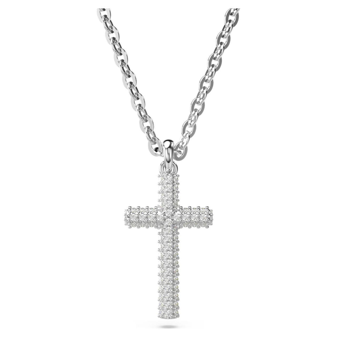 Insigne Pendant, Pavé, Cross, White, Rhodium Plated 5675577