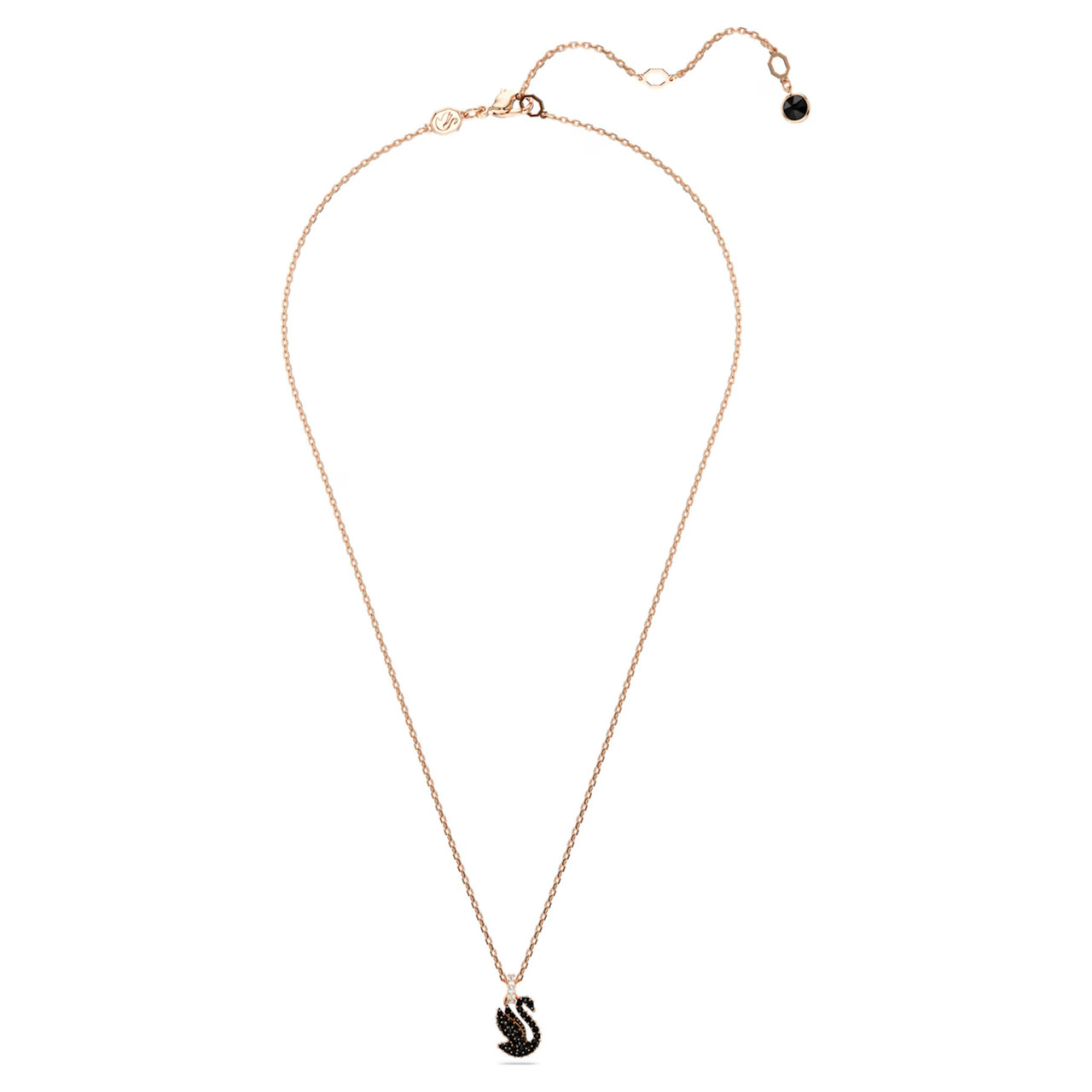 SWAROVSKI| (Swan Pendant (5678046)) Swan Pendant, Small, Black, Rose Gold-Tone Plated 5678046