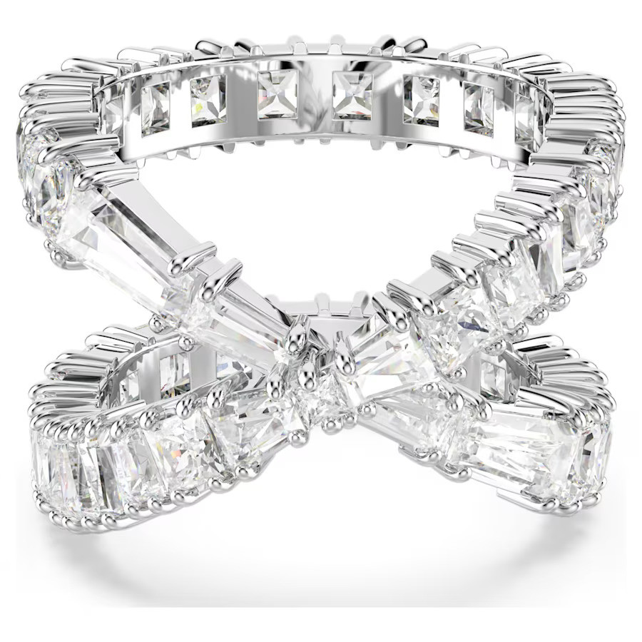 Hyperbola Ring, Infinity, White, Silver-Tone Finish Size 55