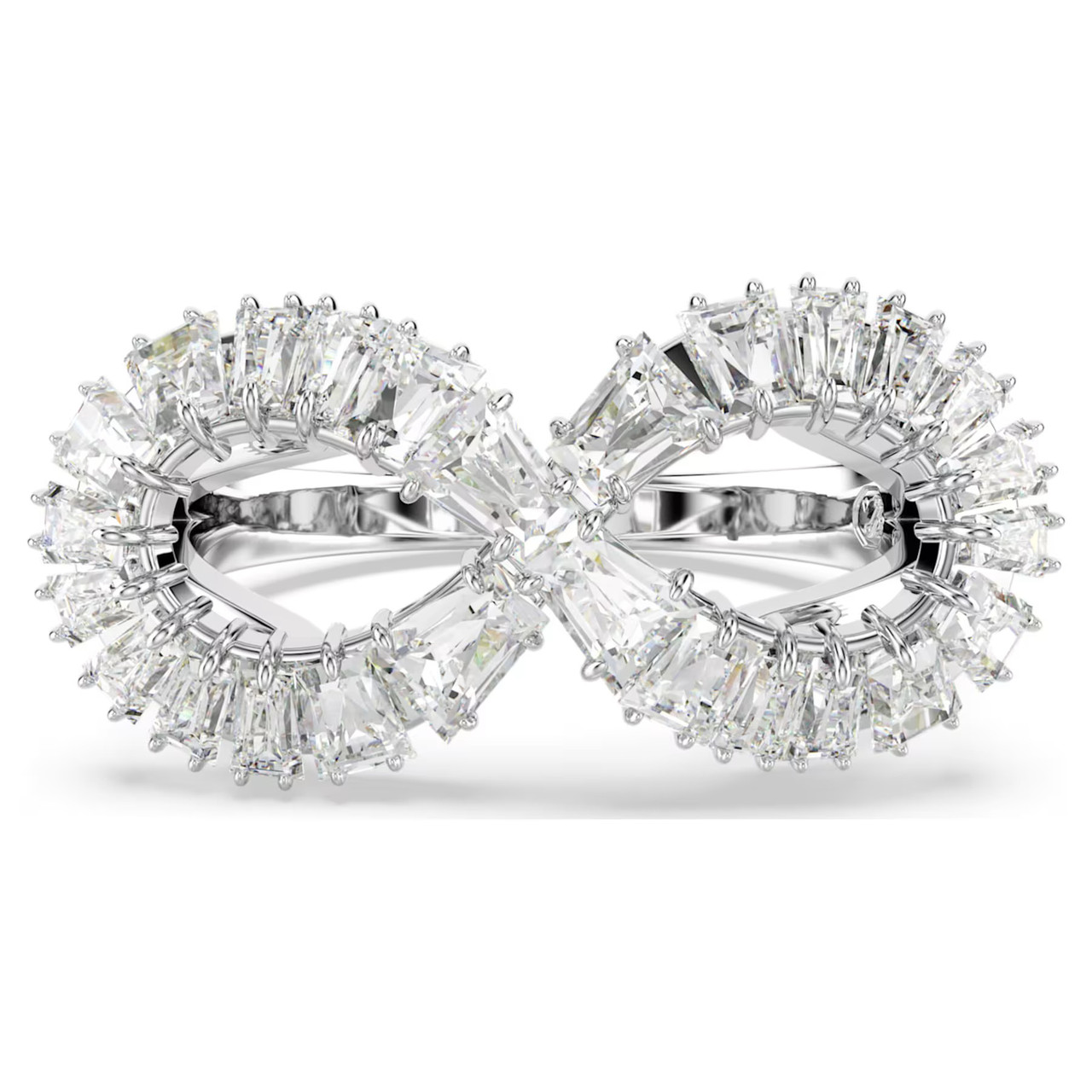 Hyperbola Cocktail Ring, Infinity, White, Rhodium Plated