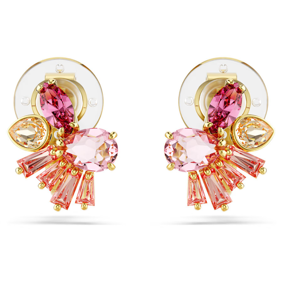 Gema Clip Earrings, Mixed Cuts, Flower, Pink, Gold-Tone Plated 5688479 ...