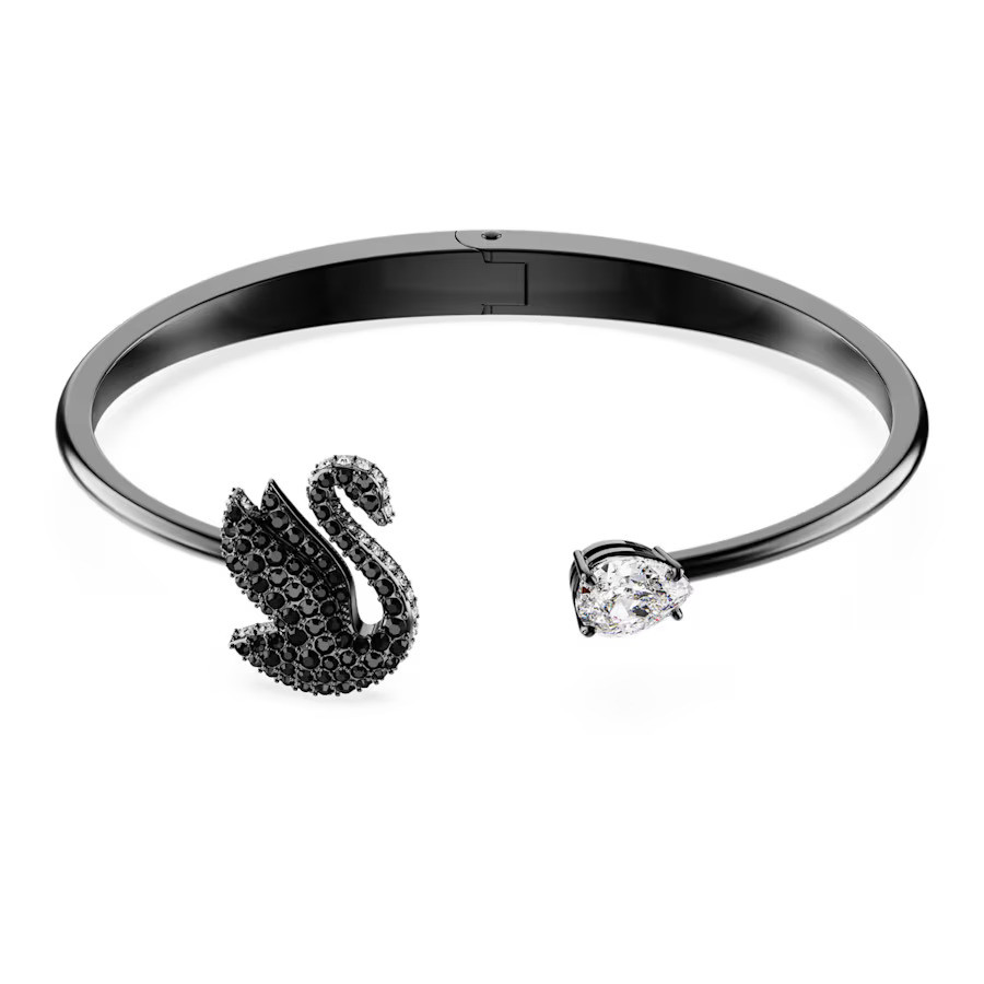 Swan Bangle, Swan, Black, Ruthenium Plated 5688746 ( Size M ...