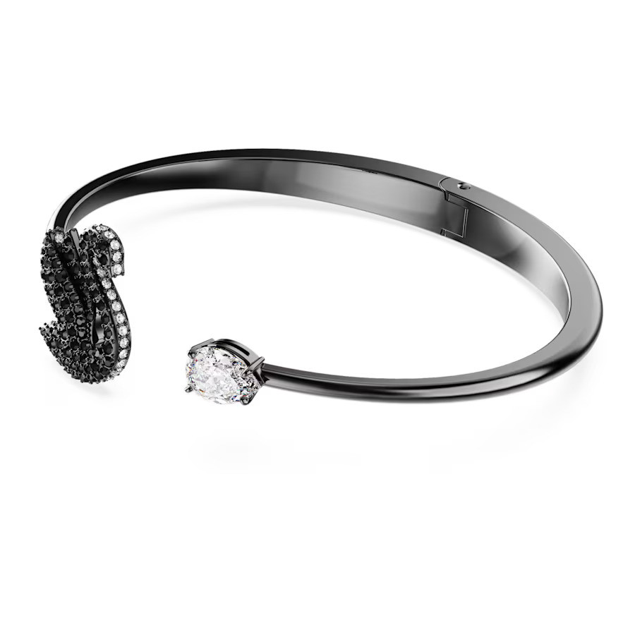 Swan Bangle, Swan, Black, Ruthenium Plated 5688746 ( Size M ...