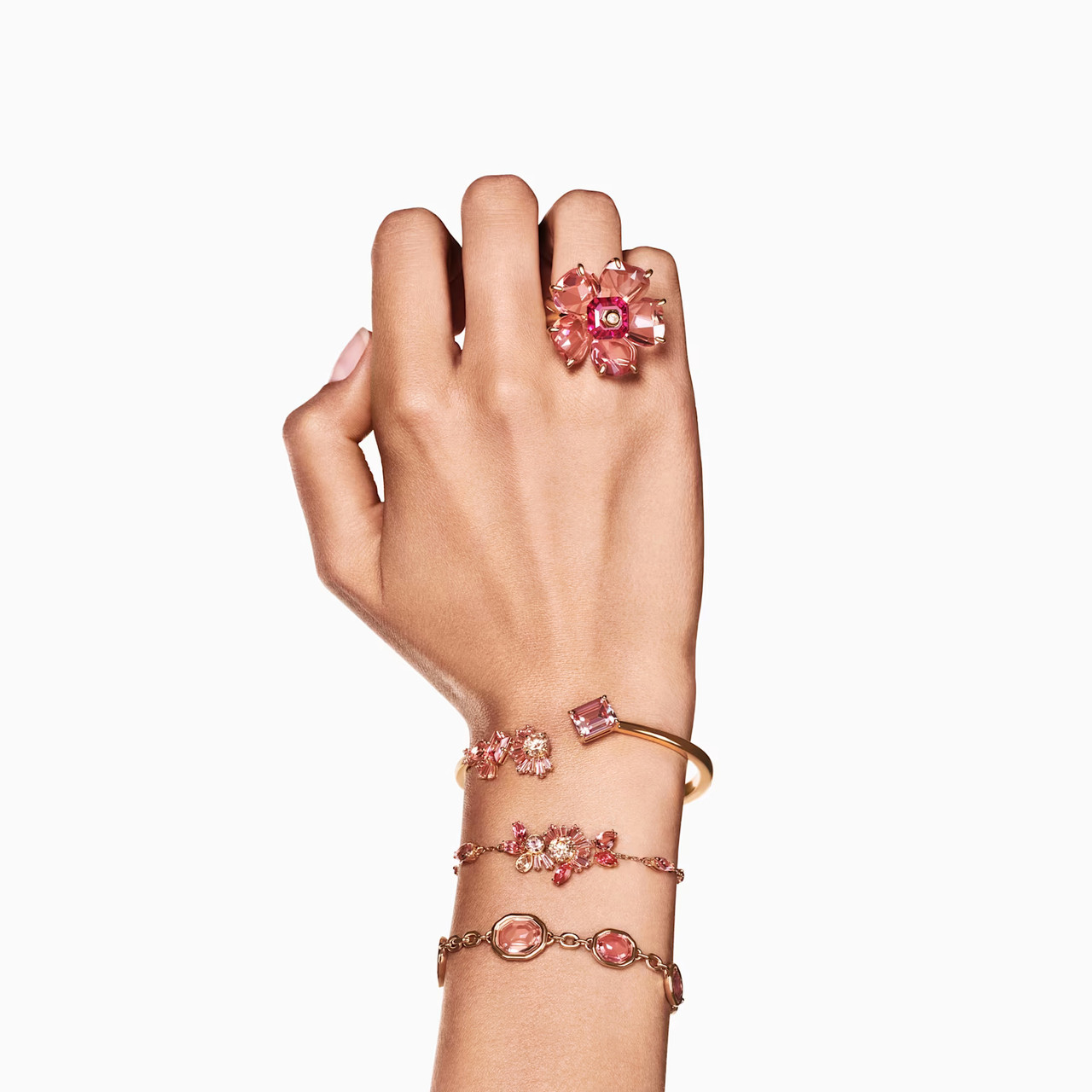 【SWAROVSKI】Gema ブレスレット 5688488 Gema Bracelet, Mixed Cuts, Flower, Pink, Gold-Tone Plated
