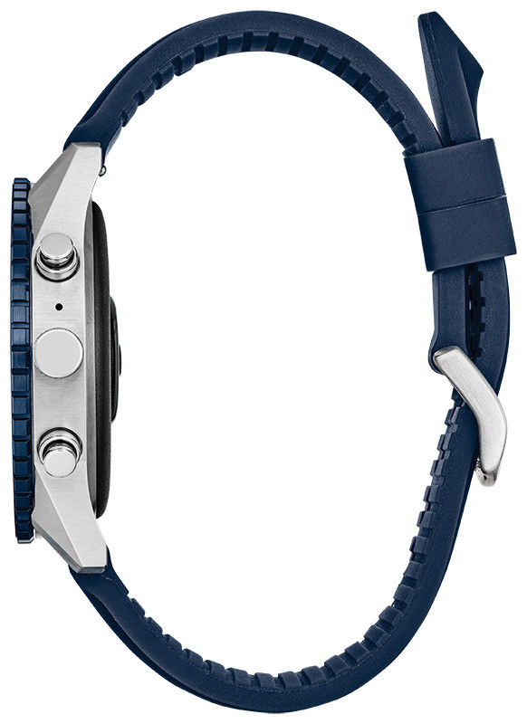 CZ Smart Touchscreen Wear OS Black Dial Silicone Strap Silver-Tone
