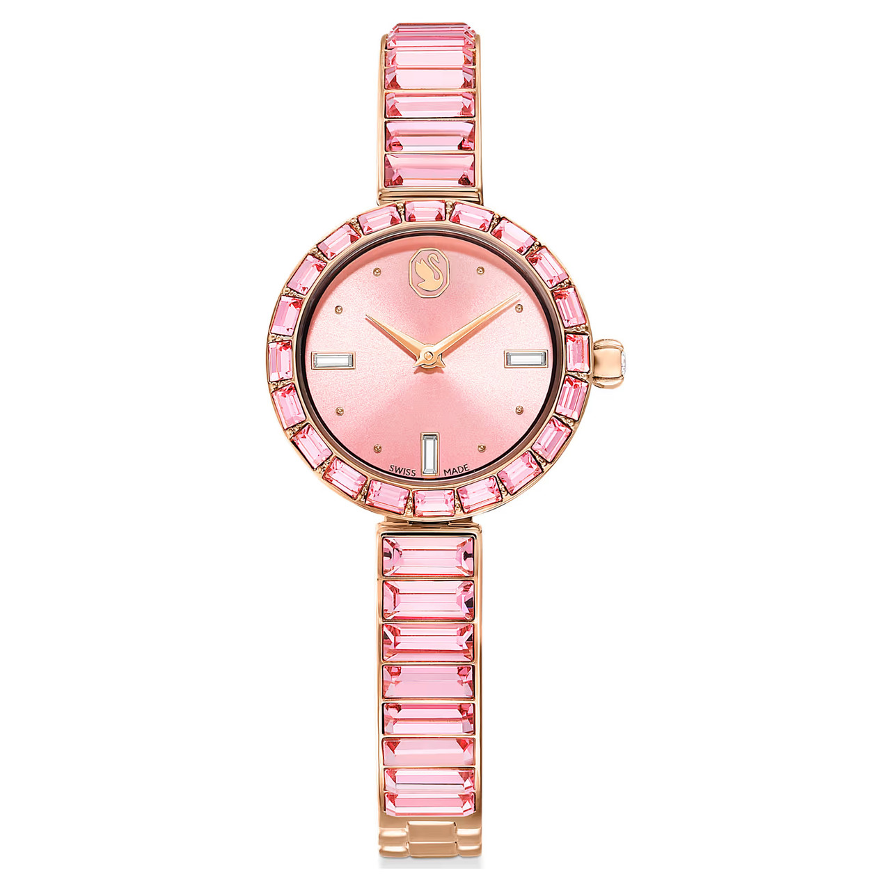 Matrix Bangle Watch, Swiss Made, Crystal Bracelet, Pink 