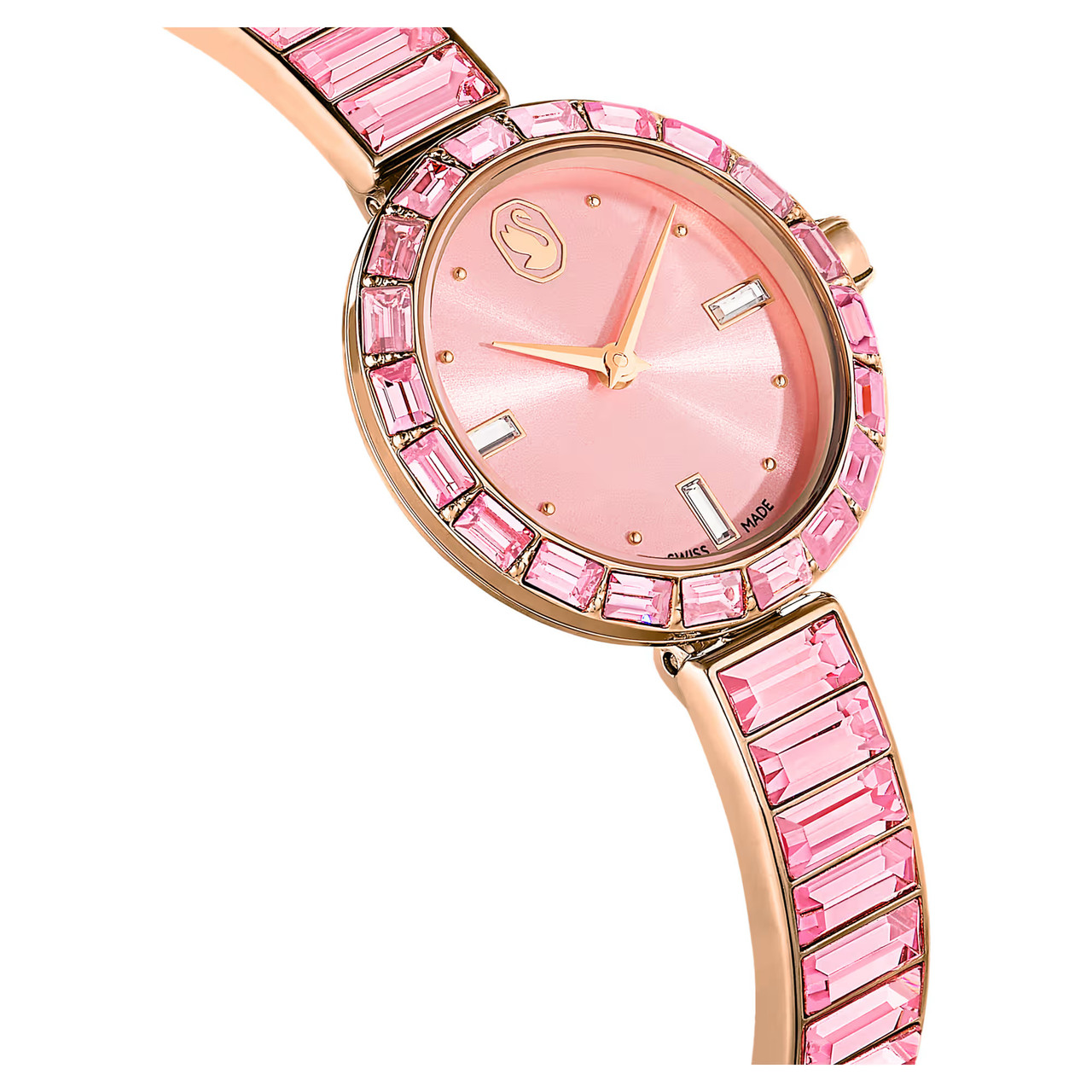 Matrix Bangle Watch, Swiss Made, Crystal Bracelet, Pink, Rose Gold