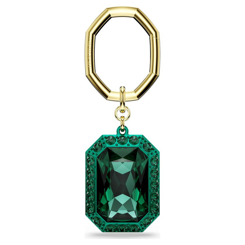 Key Ring, Octagon Cut, Green, Mixed Metal Finish 5666643