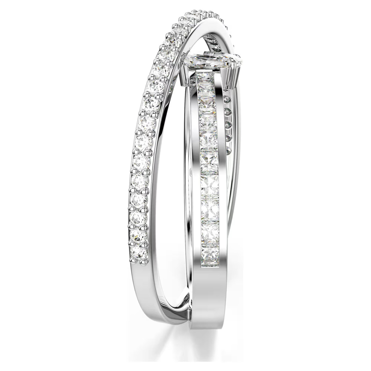 Hyperbola Ring, Mixed Cuts, White, Rhodium Plated 5691231