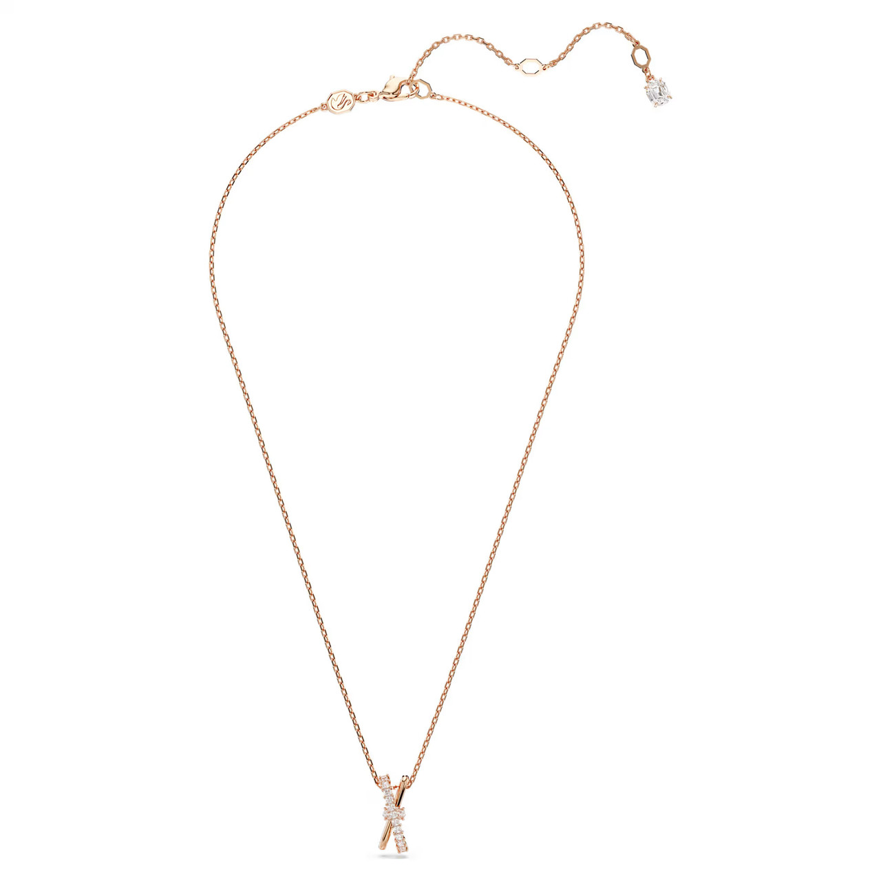 Hyperbola Pendant, Mixed Cuts, Twist, White, Rose Gold-Tone