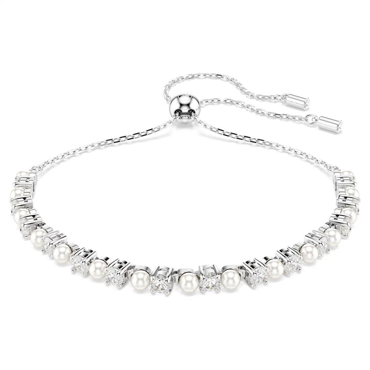 ブレスレット SWAROVSKI Matrix Rhodium Bracelet M 5689633 Matrix Bracelet, Crystal Pearl, Round Cut, White, Rhodium