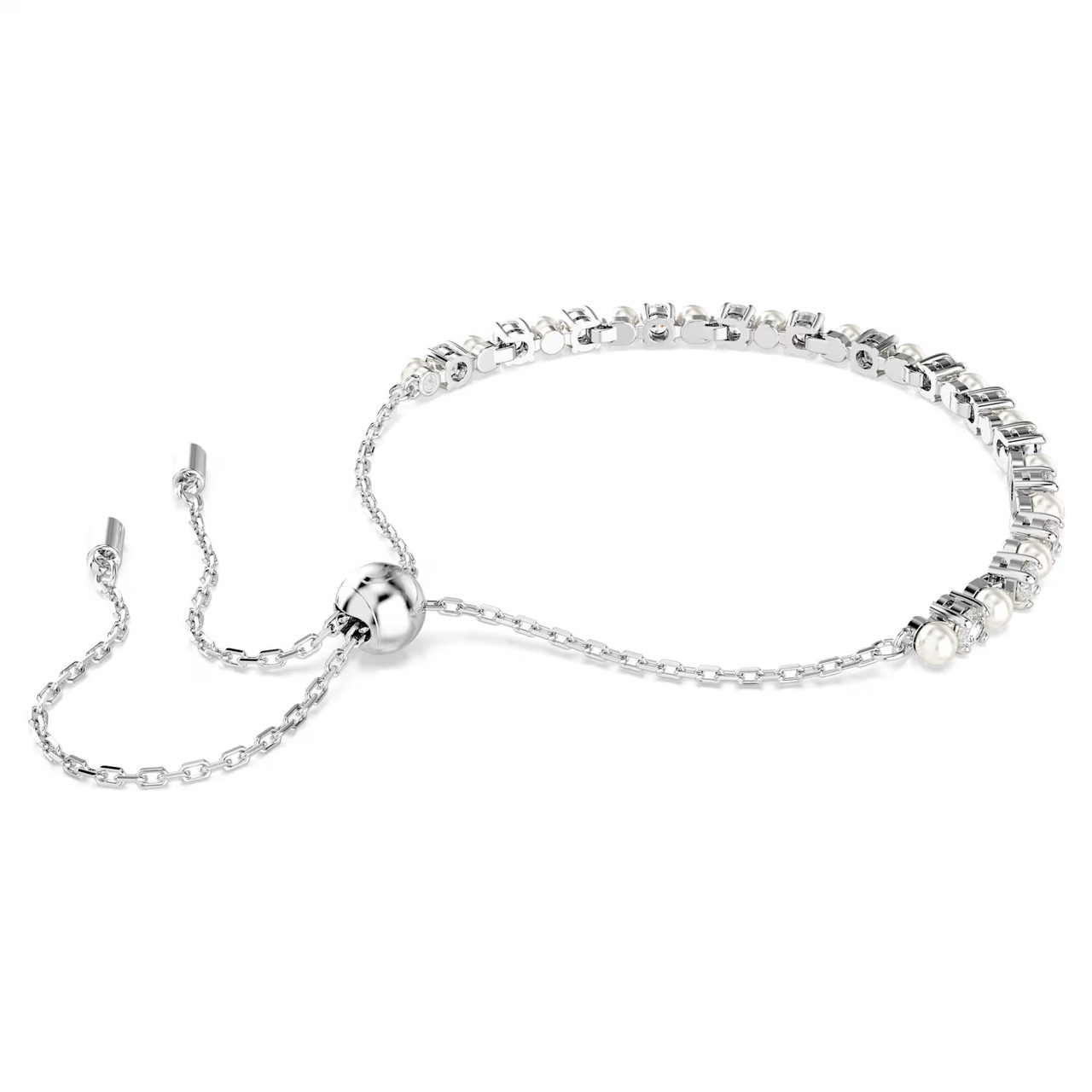 ブレスレット SWAROVSKI Matrix Rhodium Bracelet M 5689633 Matrix Bracelet, Crystal Pearl, Round Cut, White, Rhodium