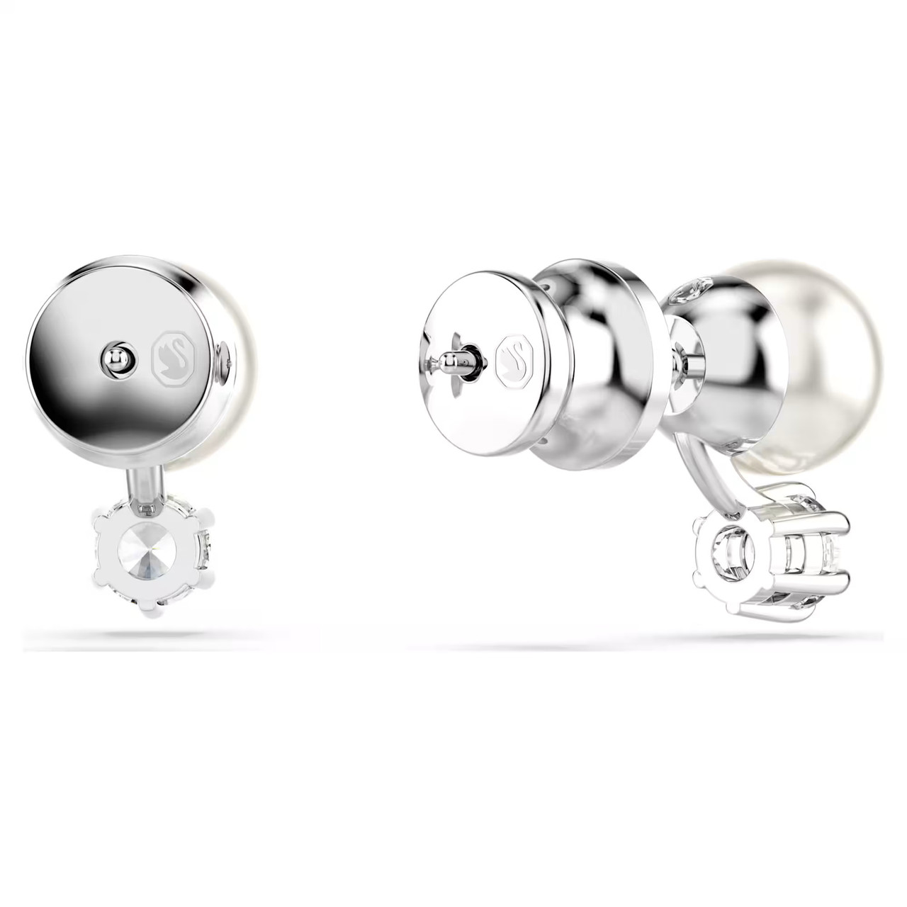 ピアス SWAROVSKI Matrix rhodium crystal pearl stud earrings 5694225 Matrix Stud Earrings, Crystal Pearl, Round Cut, White