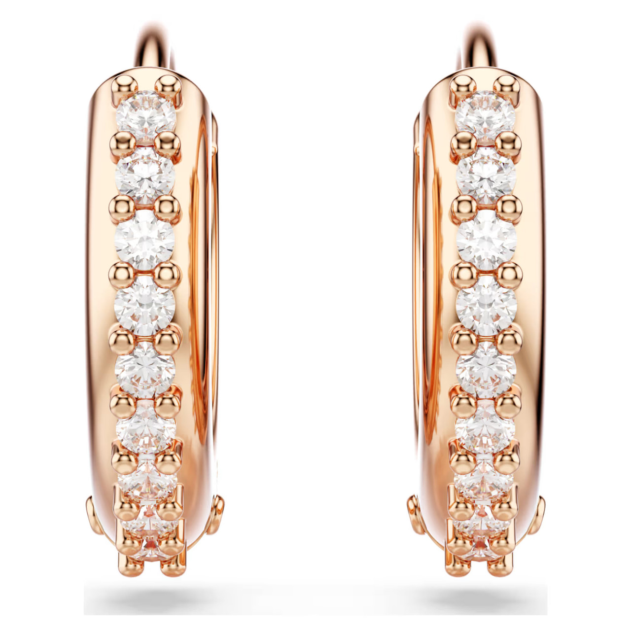 Matrix Hoop Earrings, Round Cut, White, Rose Gold Tone