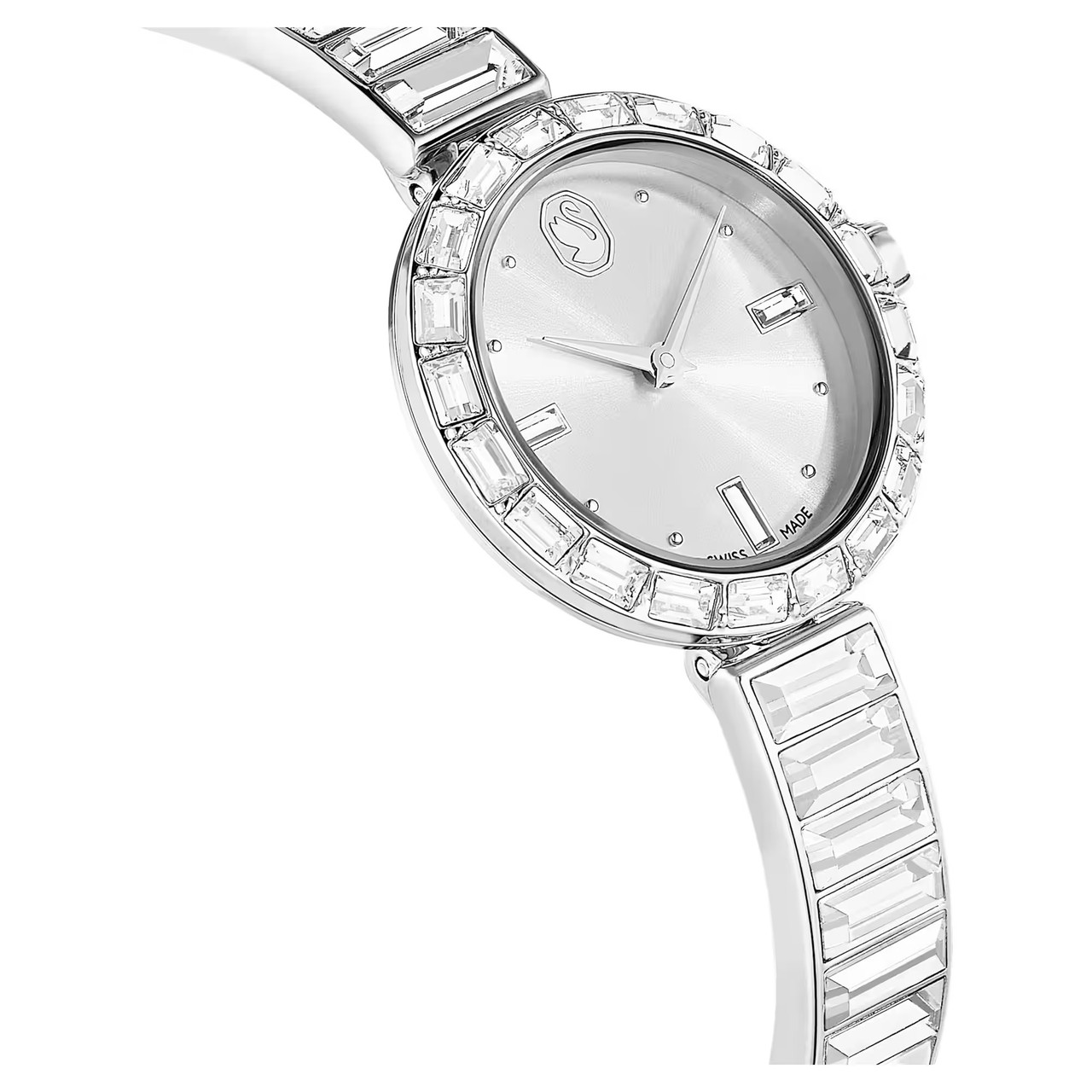 Matrix Bangle Watch, Swiss Made, Crystal Bracelet, Silver