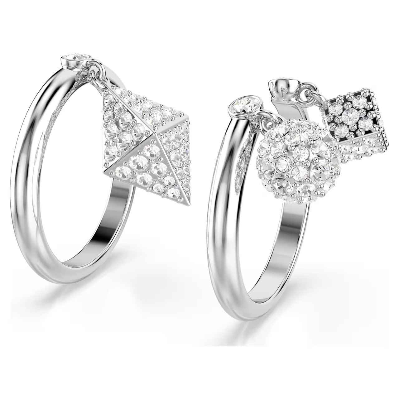Diamonds&PearlsBox Set1000個限定！ Dextera ring, Set (2), Sphere and cube, White, Rhodium plated