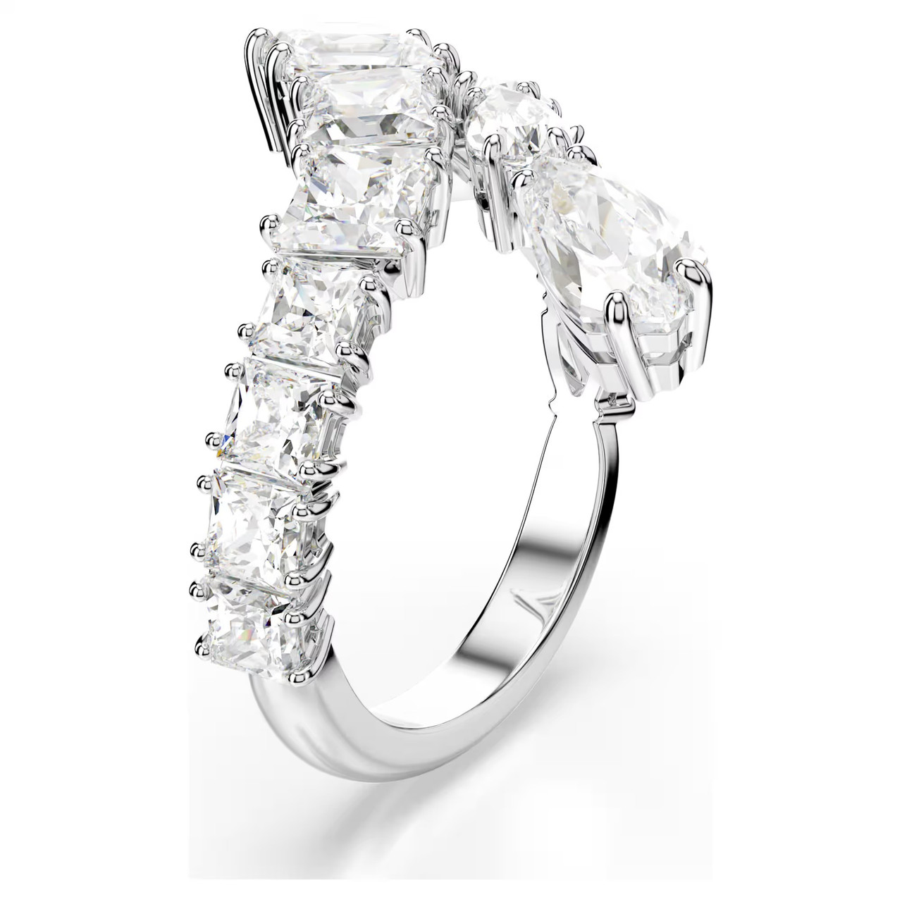 Matrix Ring, Mixed Cuts, White, Rhodium Plated 5705762 (Size 55