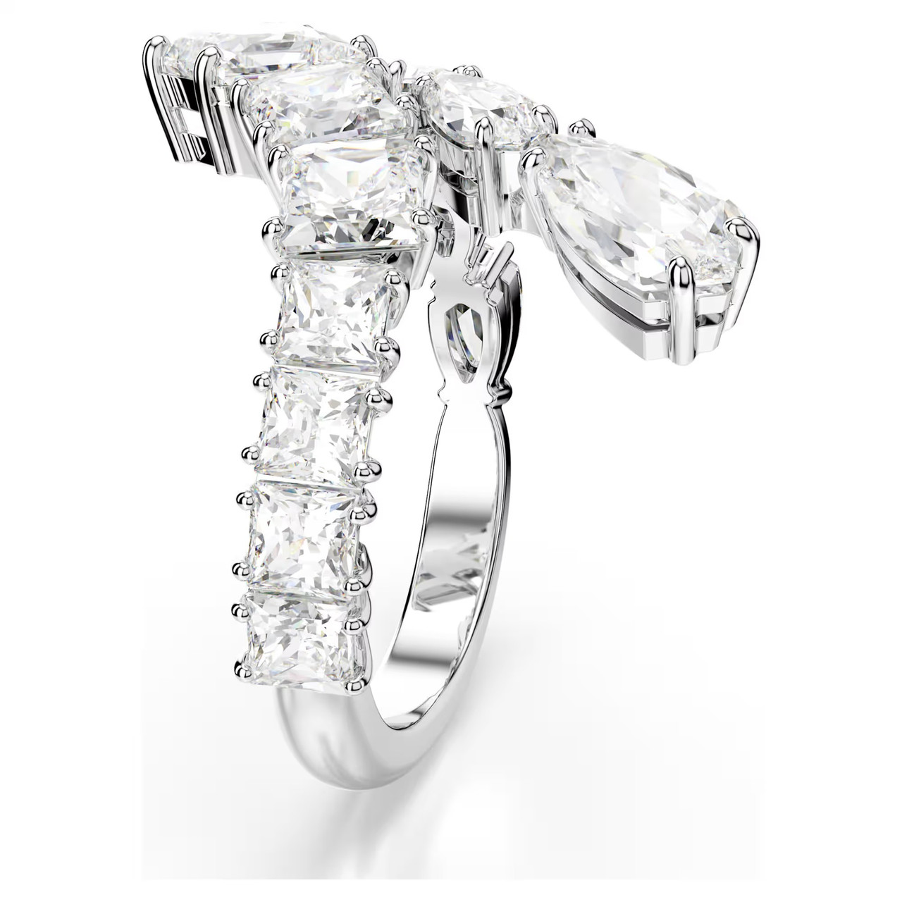 Matrix Ring, Mixed Cuts, White, Rhodium Plated 5705762 (Size 55