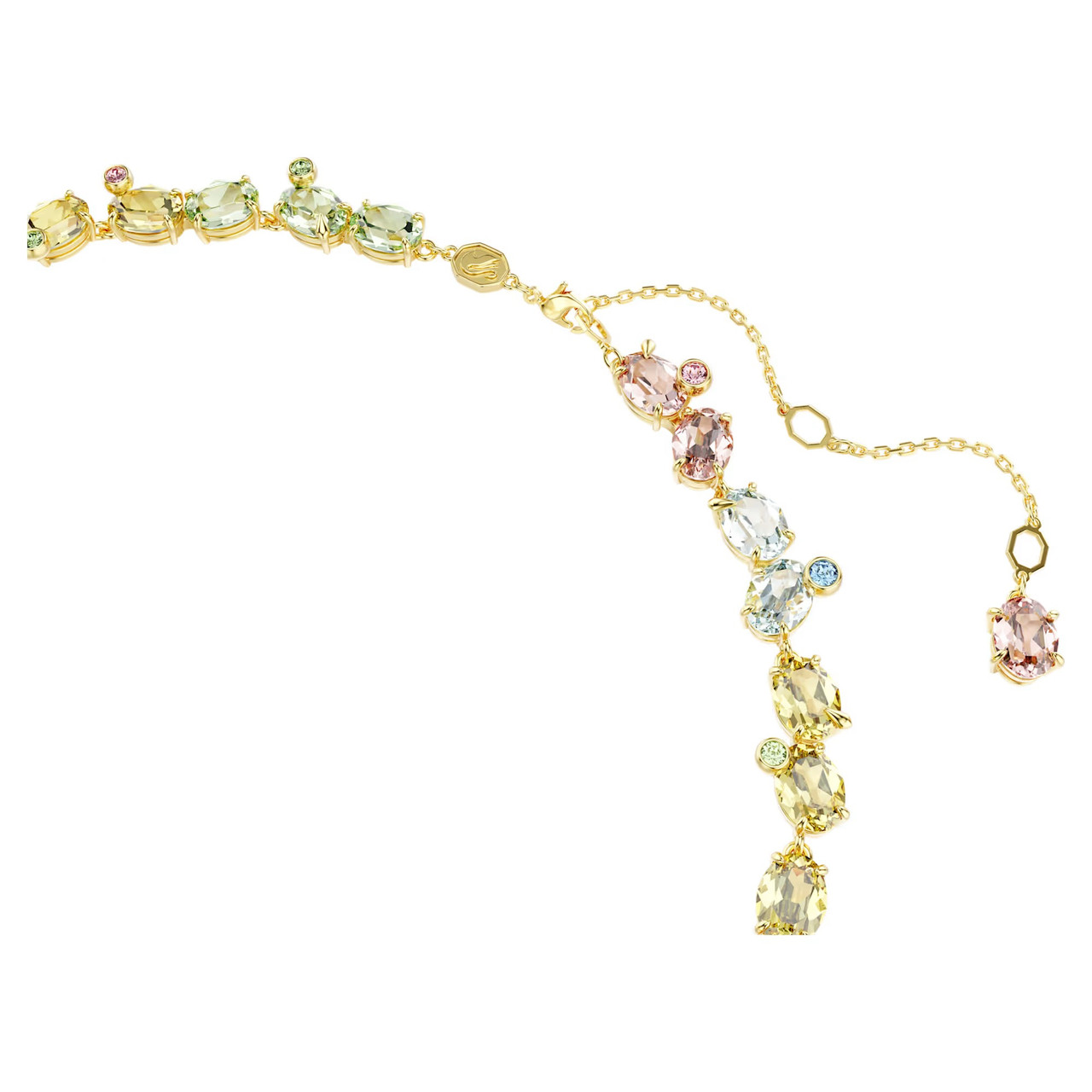 Gema Tennis Necklace, Mixed Cuts, Multicolored, Gold-Tone Plated