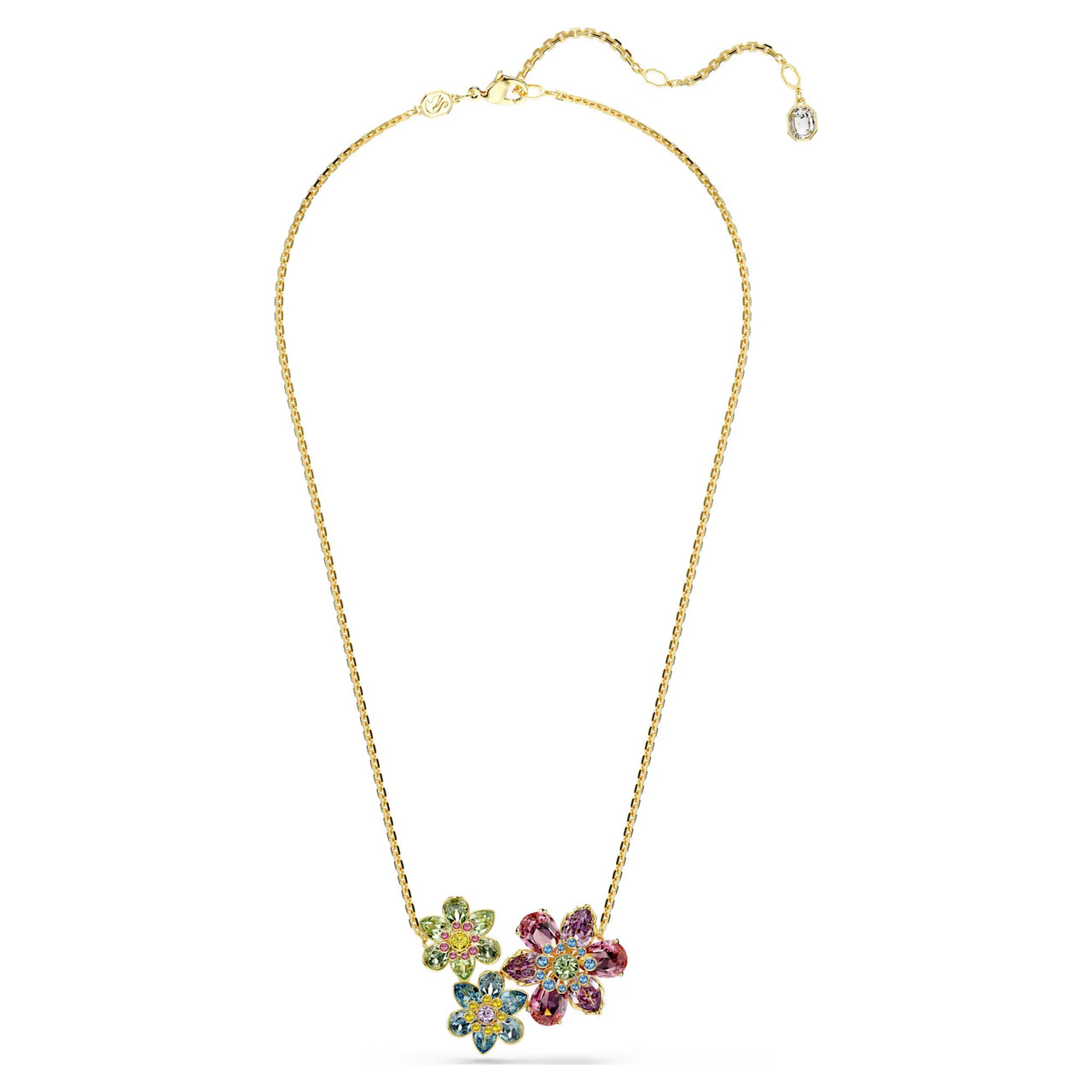 Idyllia Pendant, Mixed Cuts, Flower, Multicolored, Gold-Tone