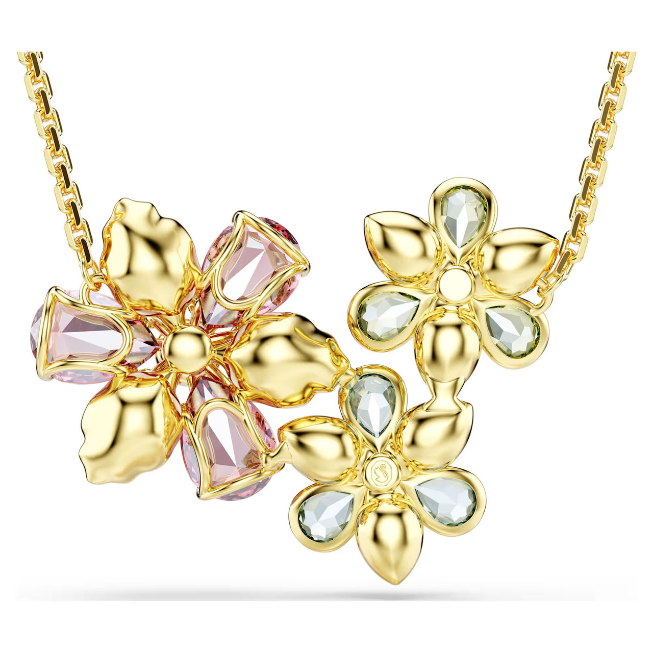 Idyllia Pendant, Mixed Cuts, Flower, Multicolored, Gold-Tone