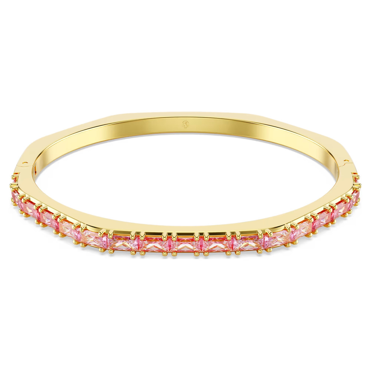Matrix Bangle, Baguette Cut, Octagon Shape, Pink, Gold Tone Plated 