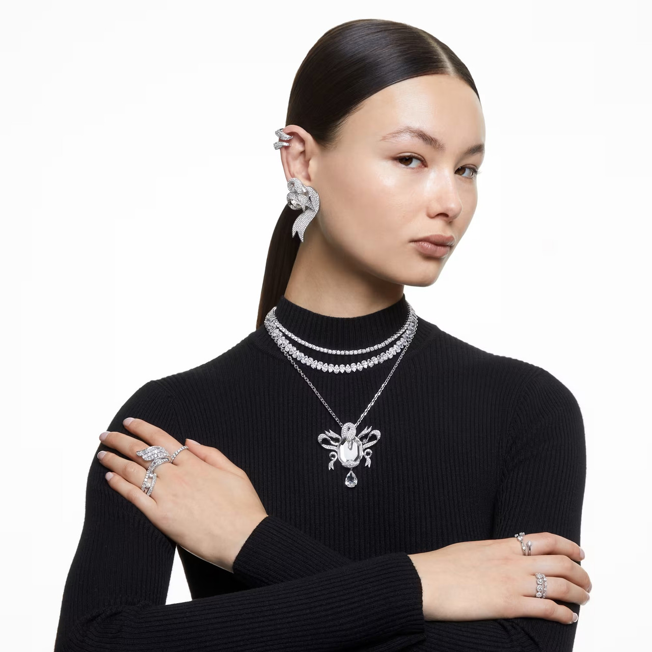 Matrix Vittore Ring, Round Cut, White, Silver Tone Finish 5705604