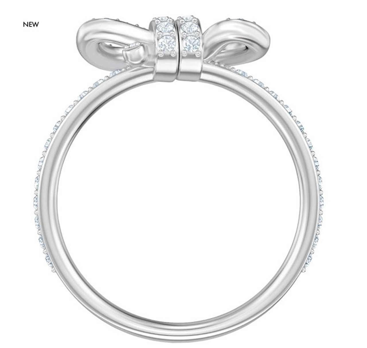 Swarovski Crystal Lifelong Small Bow Ring Rhodium Plated
