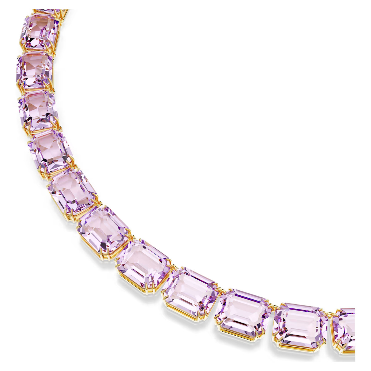 Millenia Tennis Necklace, Octagon Cut, Purple, Gold-Tone Plated