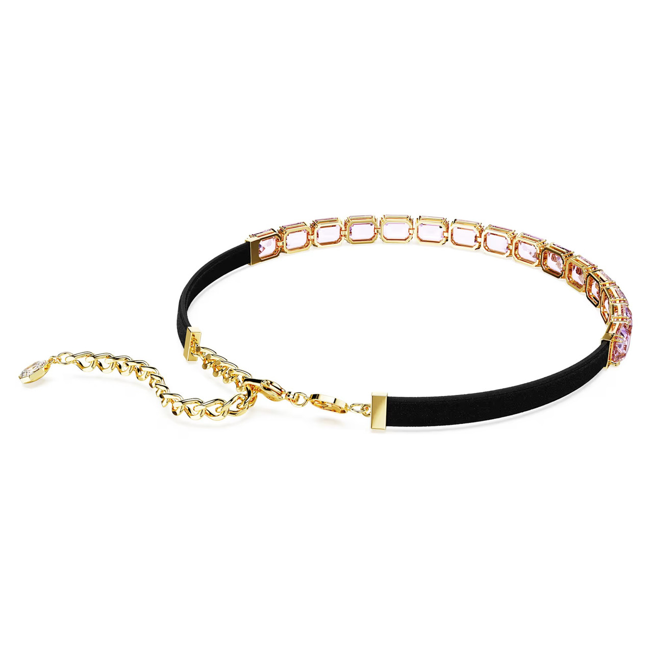 Millenia Tennis Choker, Octagon Cut, Purple, Gold Tone Plated