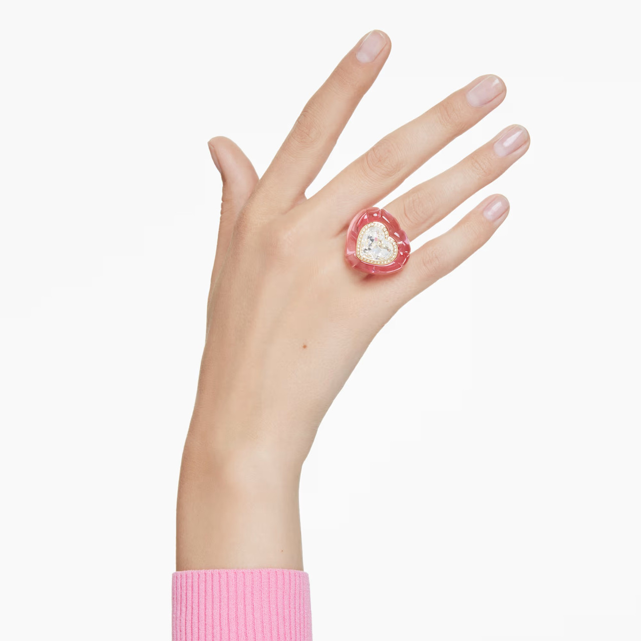 Dulcis Cocktail Ring, Heart Cut, Pavé, Heart, Pink 5709996 (Size