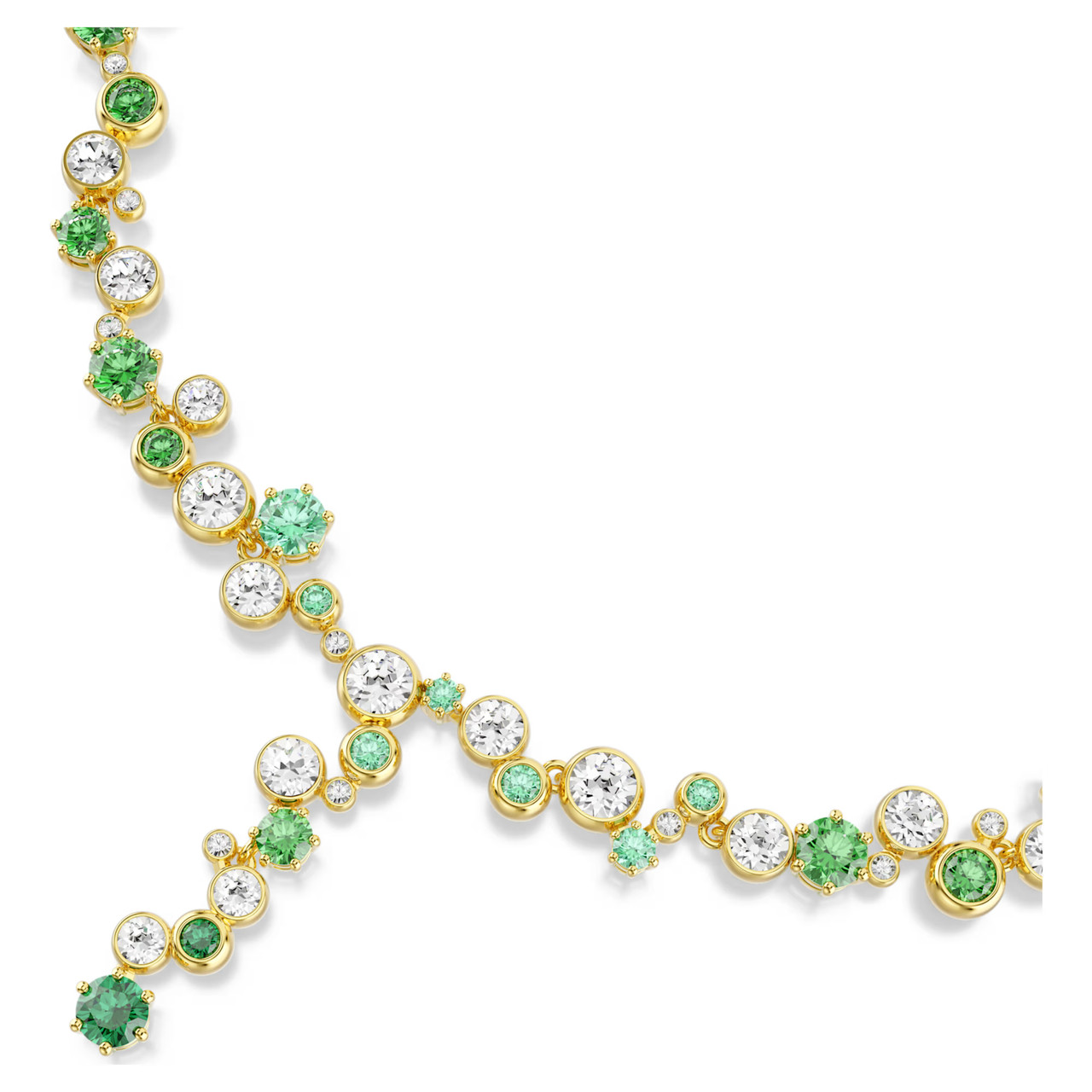 Constella Y Necklace, Mixed Cuts, Green, Gold Tone Plated 5722474