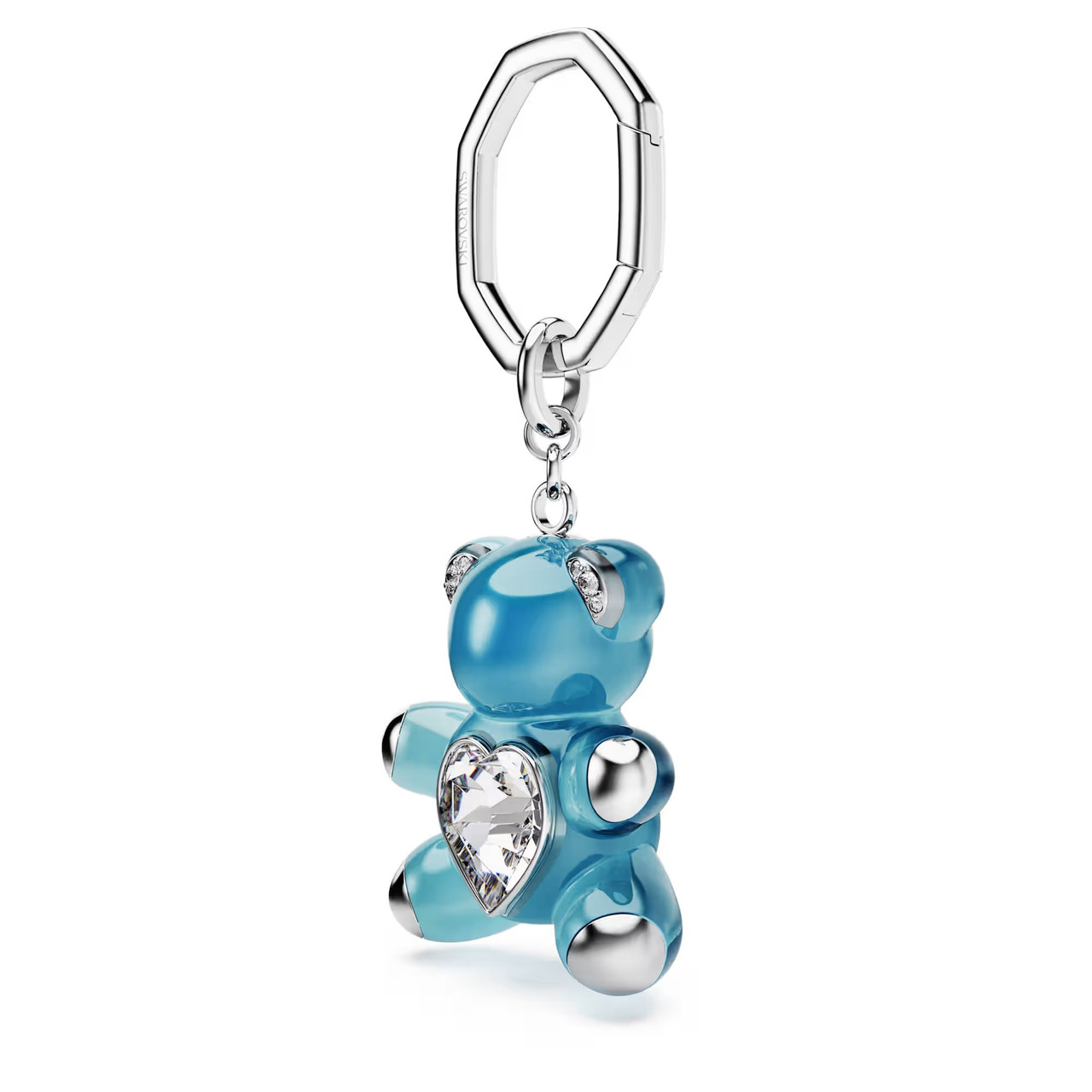 Teddy Key Ring, Bear, Blue, Rhodium Plated 5733826 | Swarovski