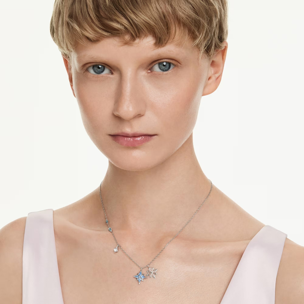 Symbolica Pendant, Star, Blue, Rhodium Plated 5734252