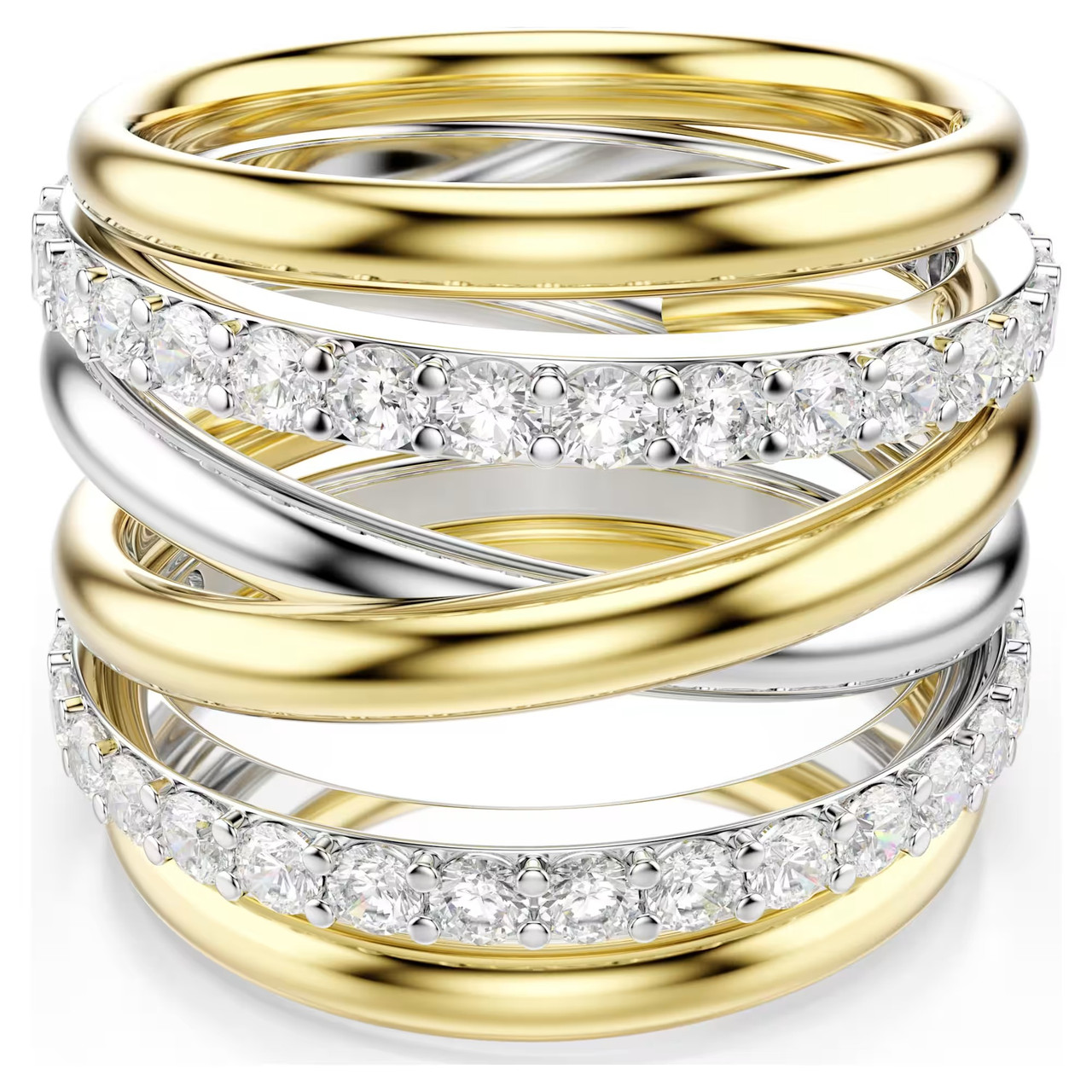 Hyperbola Cocktail Ring, Round Cut, White, Mixed Metal Finish