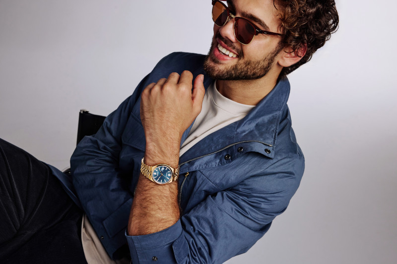TSUYOSA 60 Blue Dial Rose Gold-Tone Stainless Steel Bracelet Watch