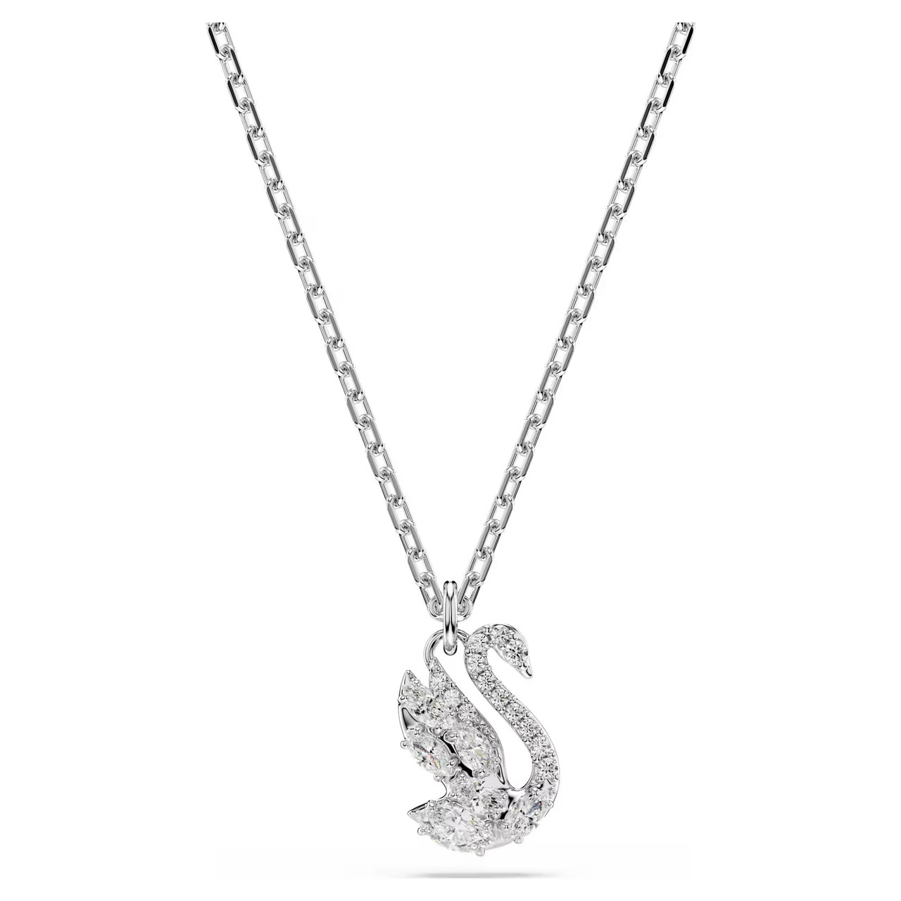 Swan Pendant, Mixed Cuts, Swan, White, Rhodium Plated 5754347