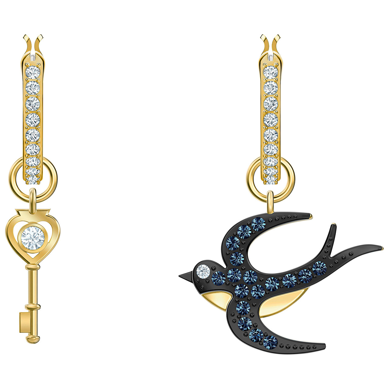 Swarovski Crystal Tarot Magic Hoop Pierced Earrings, Blue, Gold