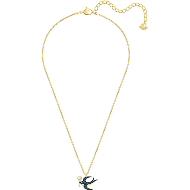 Swarovski Crystal Tarot Magic Necklace Lucky Key Blue, Gold-Tone